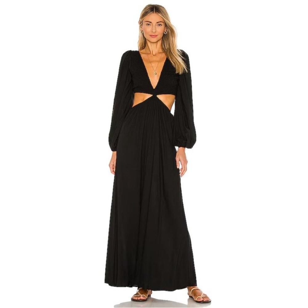Indah Julie Cutout Maxi Dress Long Sleeve Black Size S NWT - Picture 5 of 16